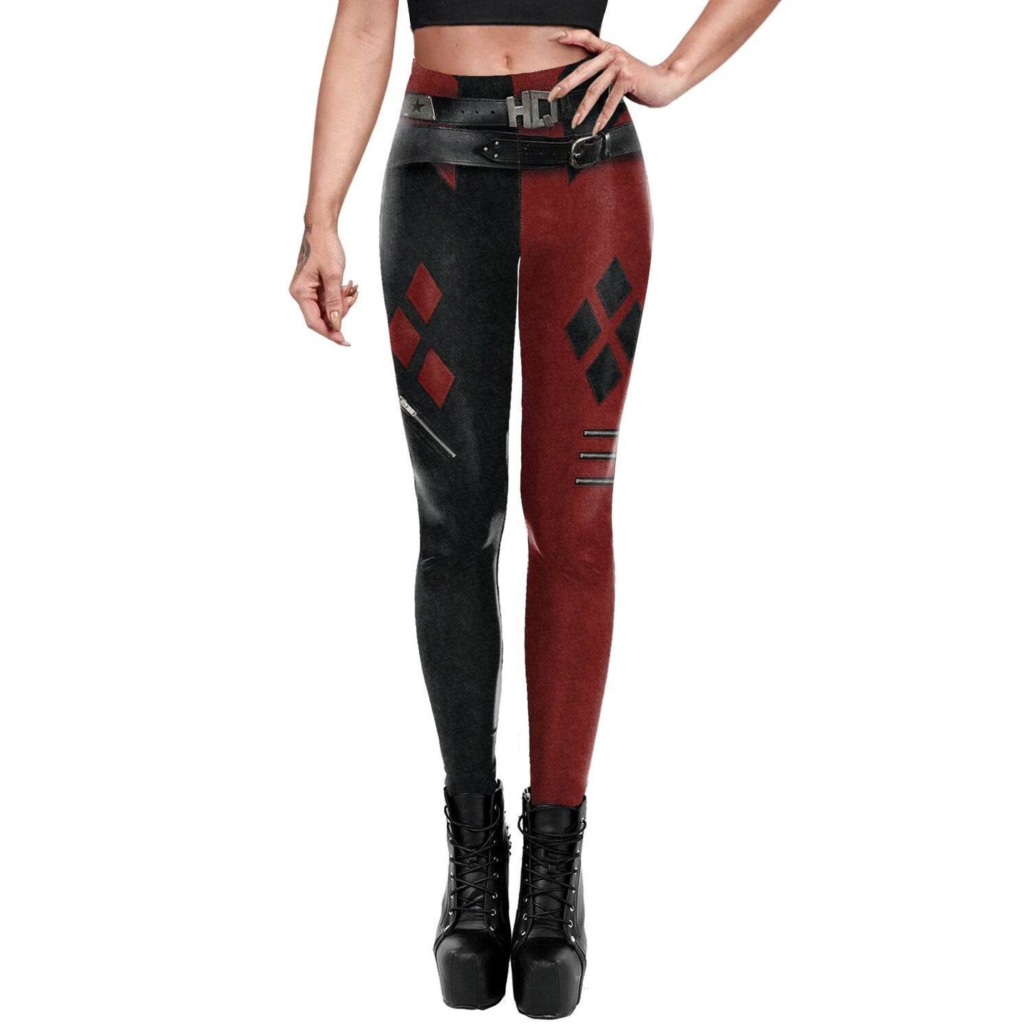 Harley Q Leggings | Yoga Pants | Cosplay Stretchy - Small