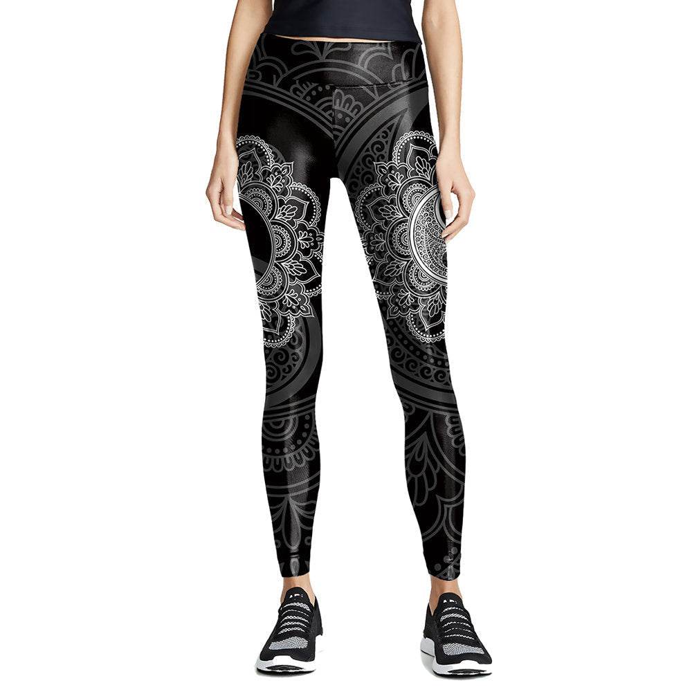 Yin Yang Mandala Leggings | Yoga Pants | Gothic Dark Stretchy - Small