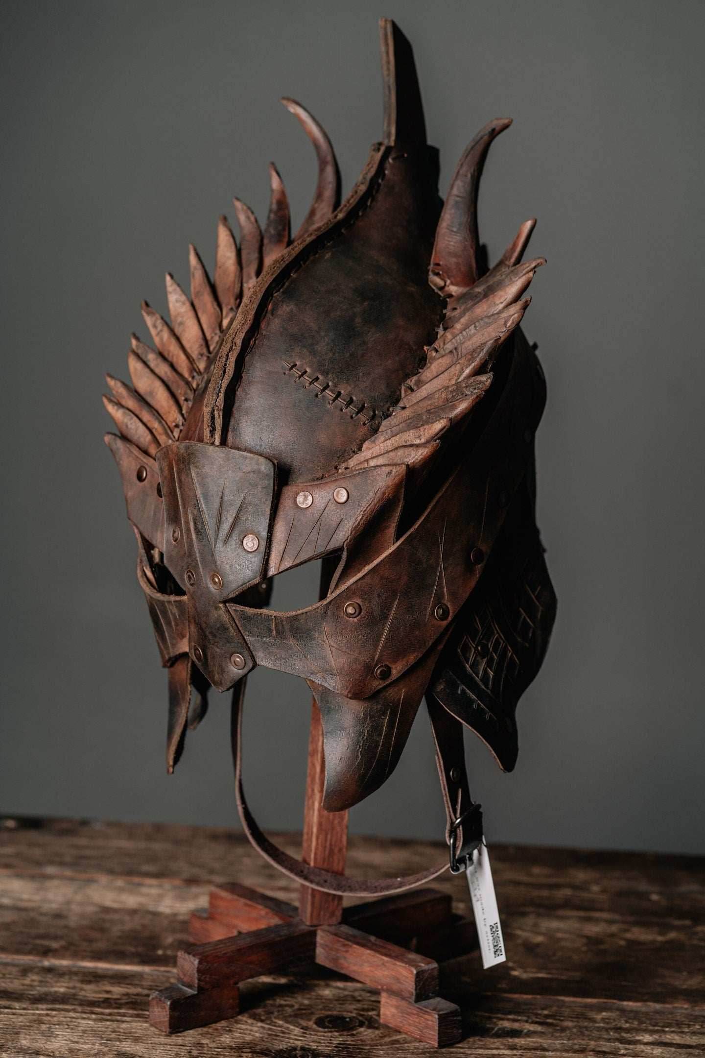 Viking battle helmet (Head Hunter) - XS / Brown (as on foto)