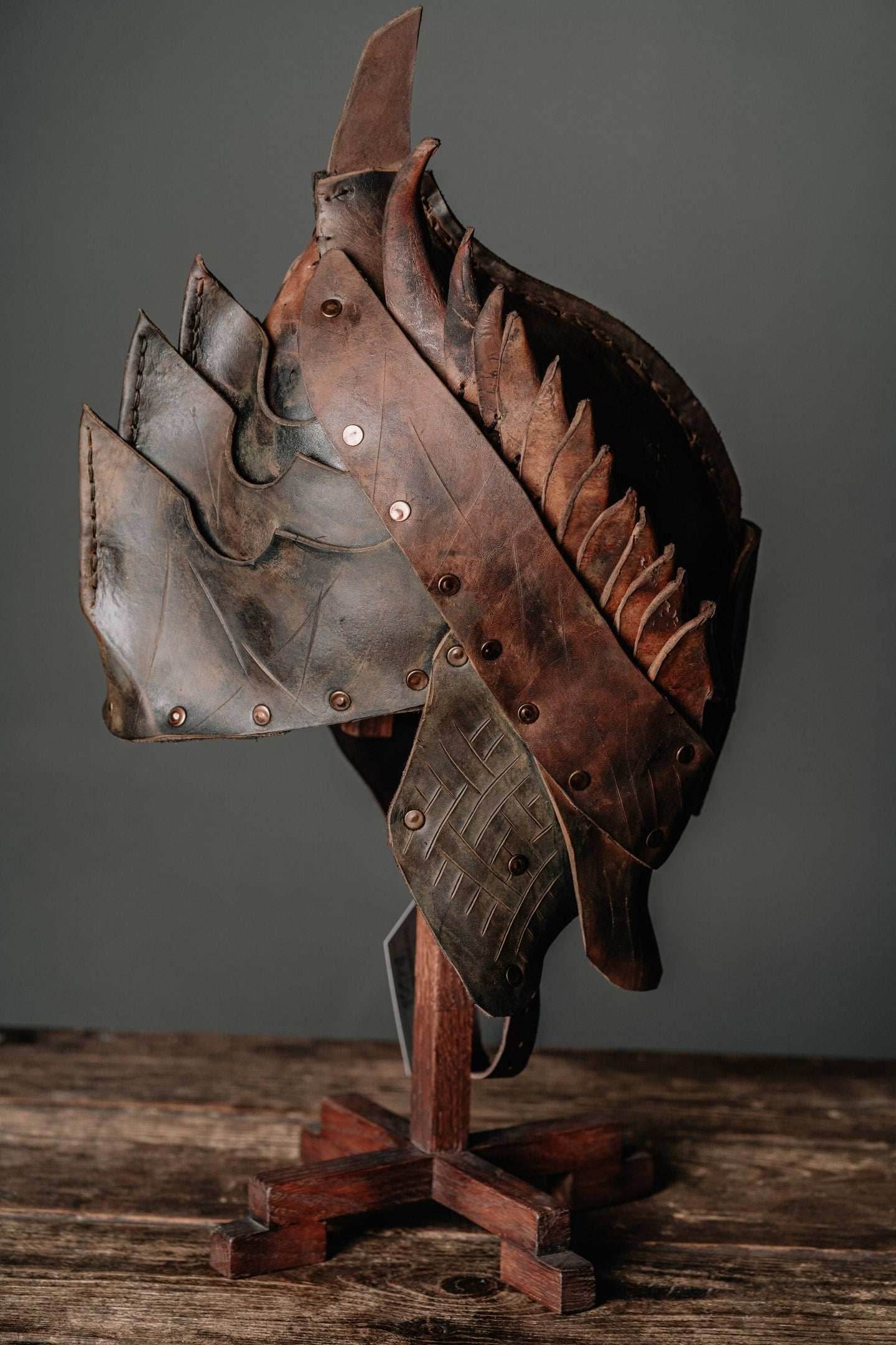 Viking battle helmet (Head Hunter) - XS / Brown (as on foto)