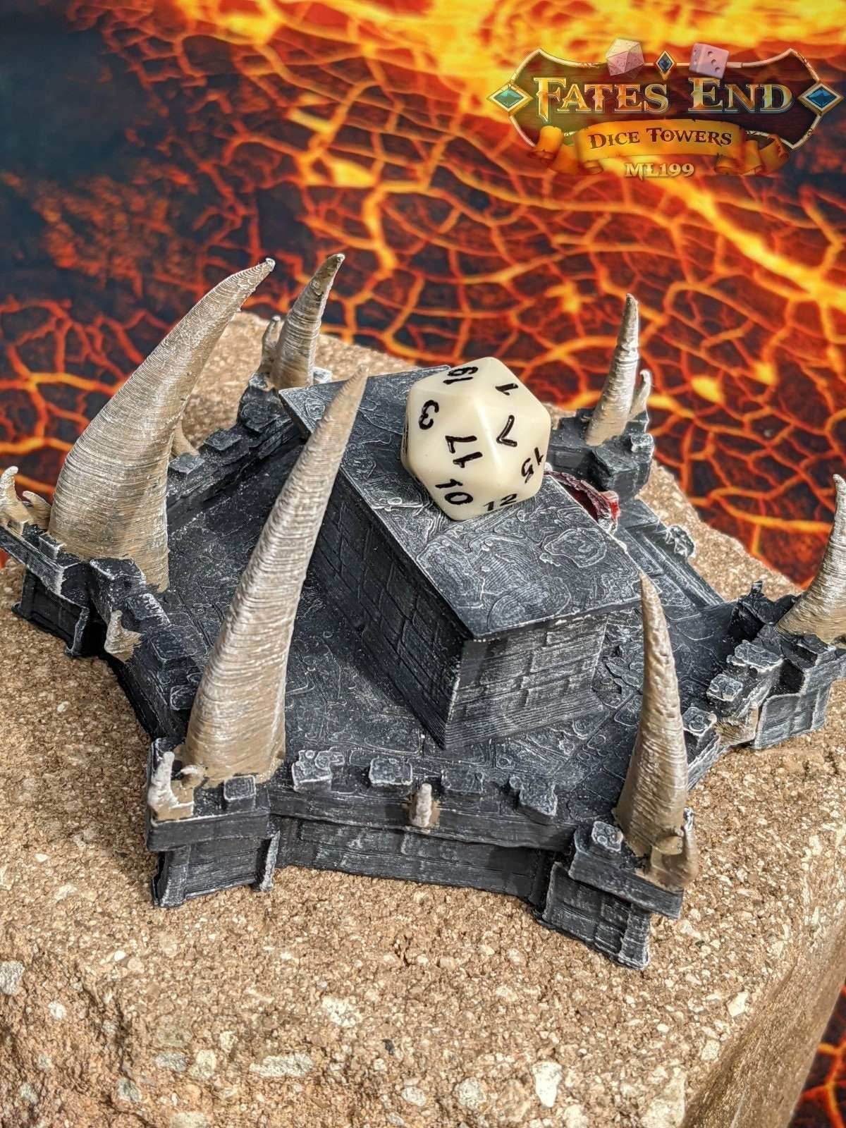 Sacrificial Evil Altar for D20 Dice - 3D Printed Dice Jail | RPG Dice Vault | DnD Player Gift - Do you have a worthy sacrifice? - Black / Yes- Include Random Dice Set
