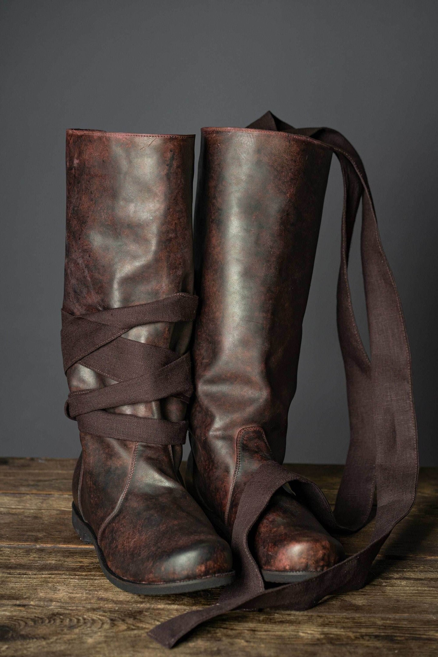 Ragnar leather boots (Vikings) - brown (lie photo) / 5