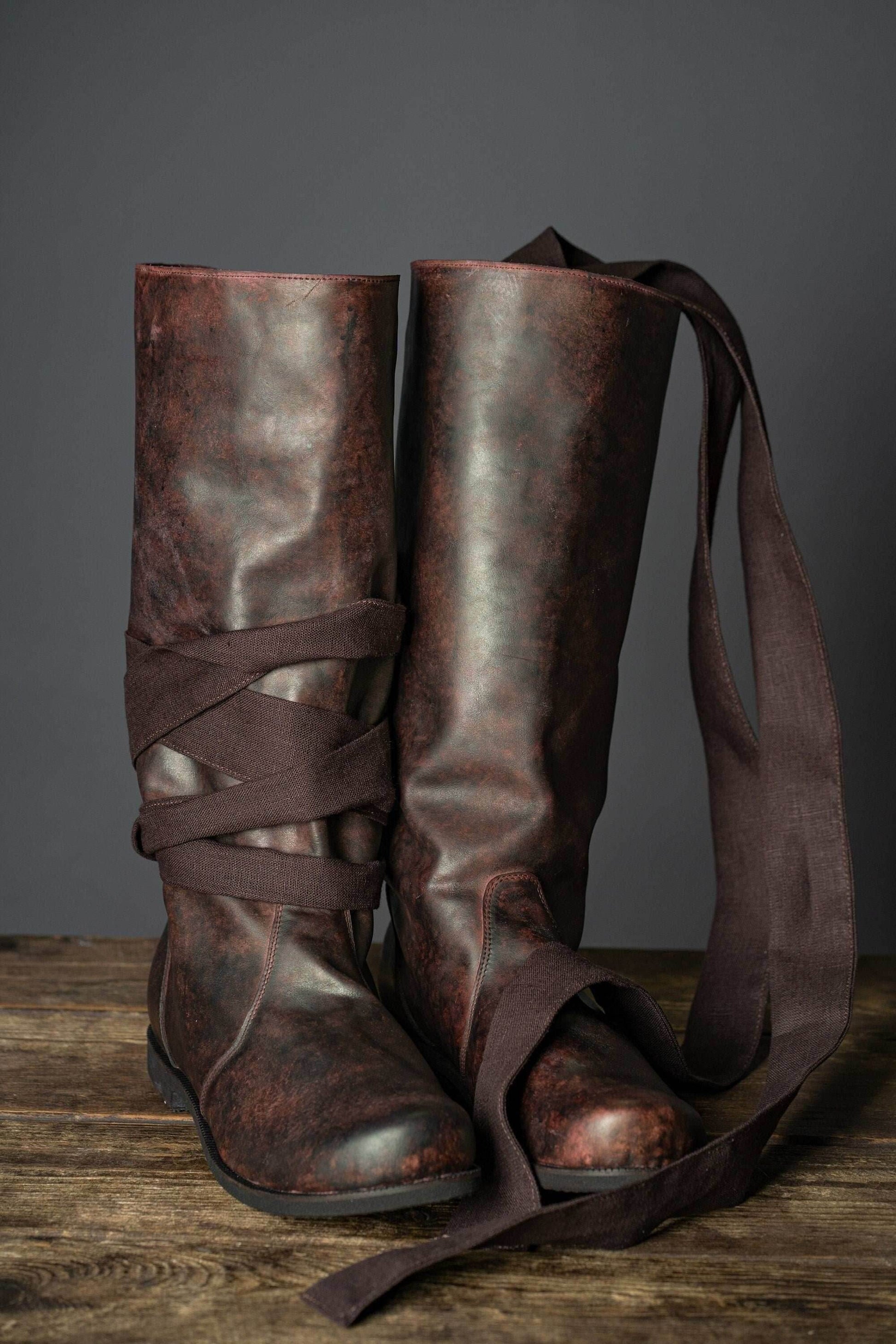 Ragnar leather boots (Vikings) - brown (lie photo) / 5