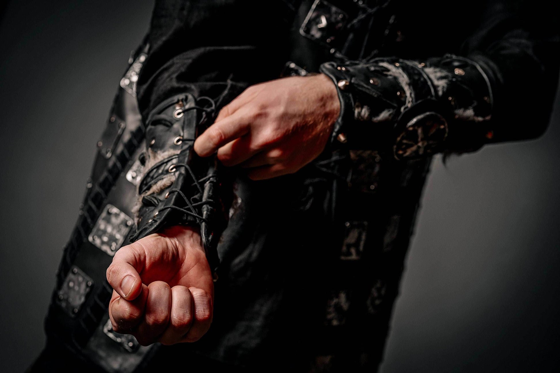 Medieval leather bracers for Larp - for one hand