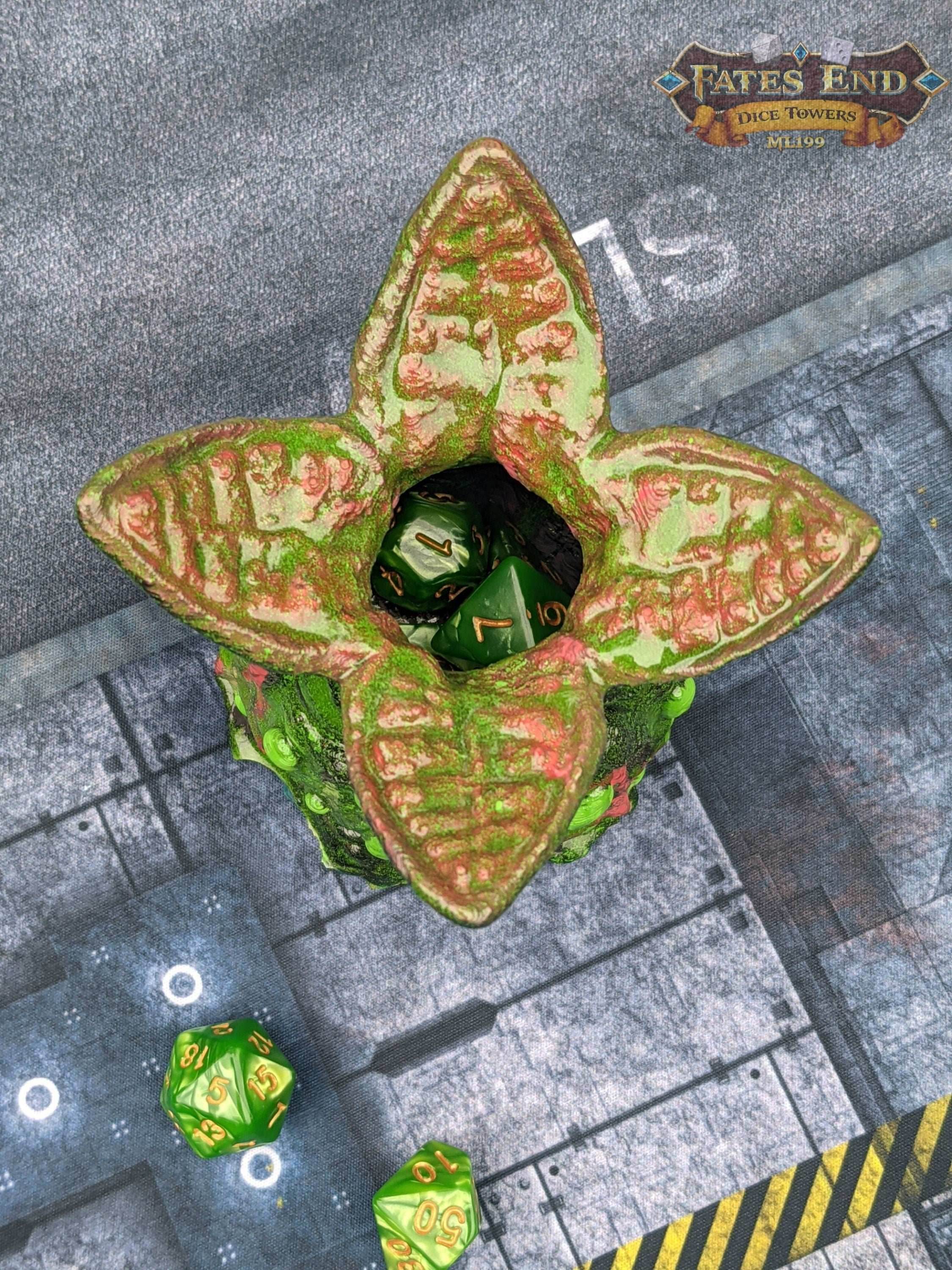 Alien Egg Pod 3D Printed Dice Box | D20 Dice Jail | Dice Vault - Fate's End Collection - Encase Your Dice in the Dread & Wonder of Deep Space Horror! - Black / Yes- Include Random Dice Set