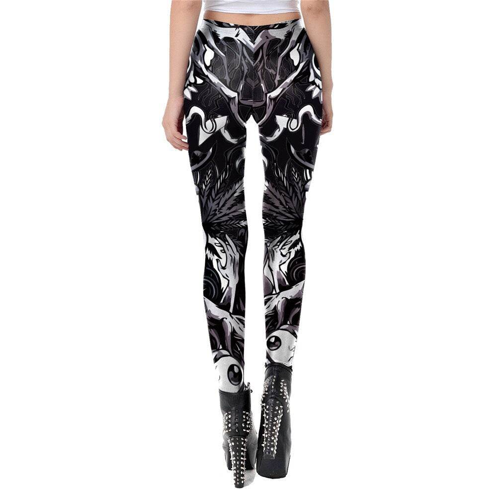 Eyeball Skull Print Leggings | Yoga Pants | Dark Skull Stretchy - Small