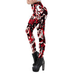 Eyeball Skull Red Print Leggings | Yoga Pants | Dark Skull Stretchy - Small