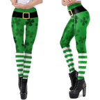 St Patricks Day Clover Print Leggings | Yoga Pants | Leprechaun Stretchy - Small