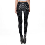 Adventurer Print Leggings | Yoga Pants | Black and White Steampunk Stretchy - Small