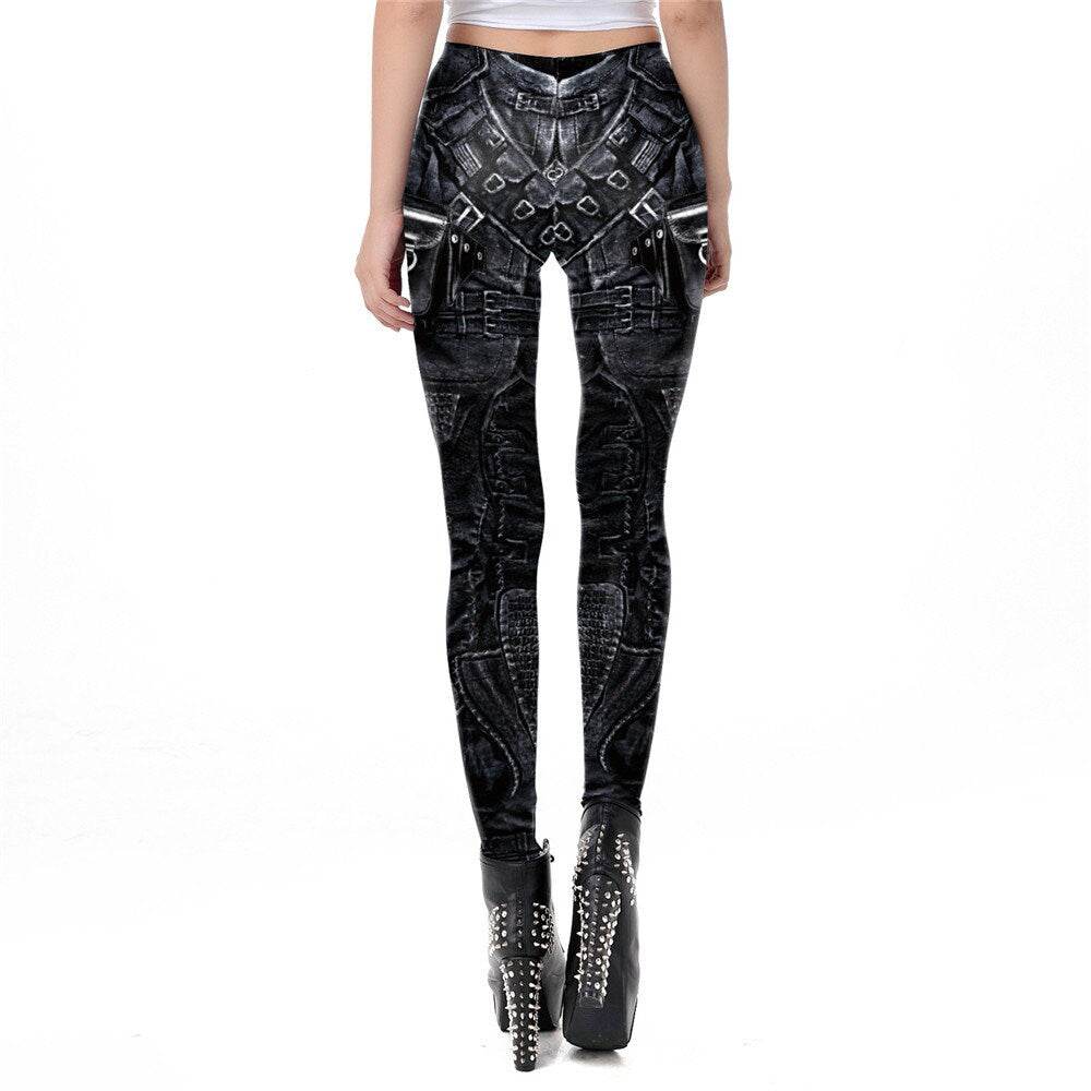 Adventurer Print Leggings | Yoga Pants | Black and White Steampunk Stretchy - Small