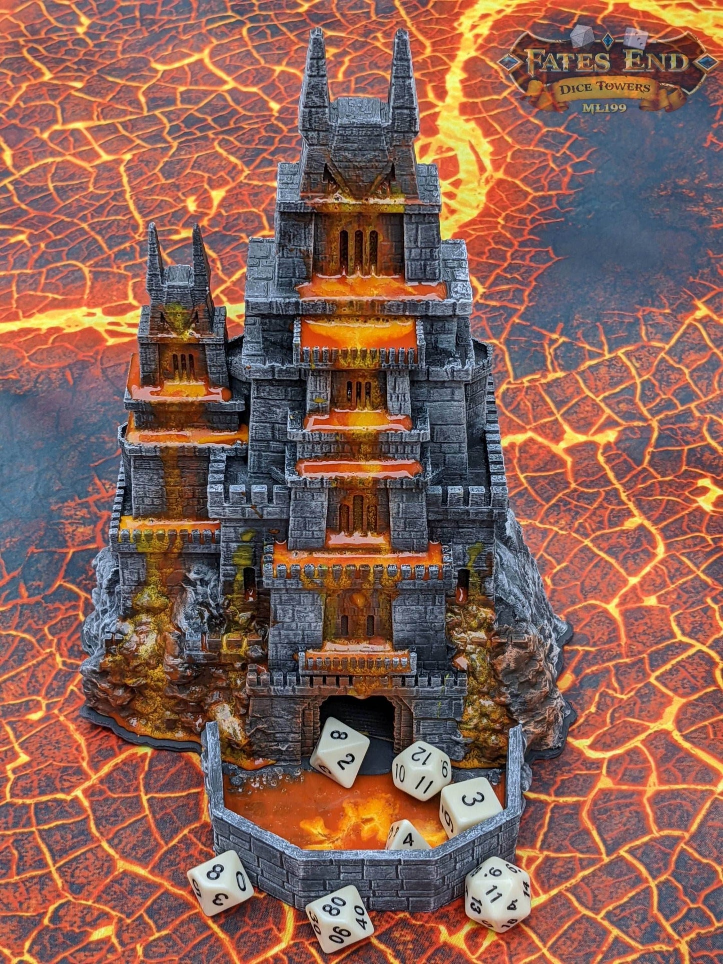 Dragonborn Dice Tower - Fate's End Collection - Channel the Fiery Soul of Dragonkind with Every Fateful Roll. - Black / Yes- Include Random Dice Set