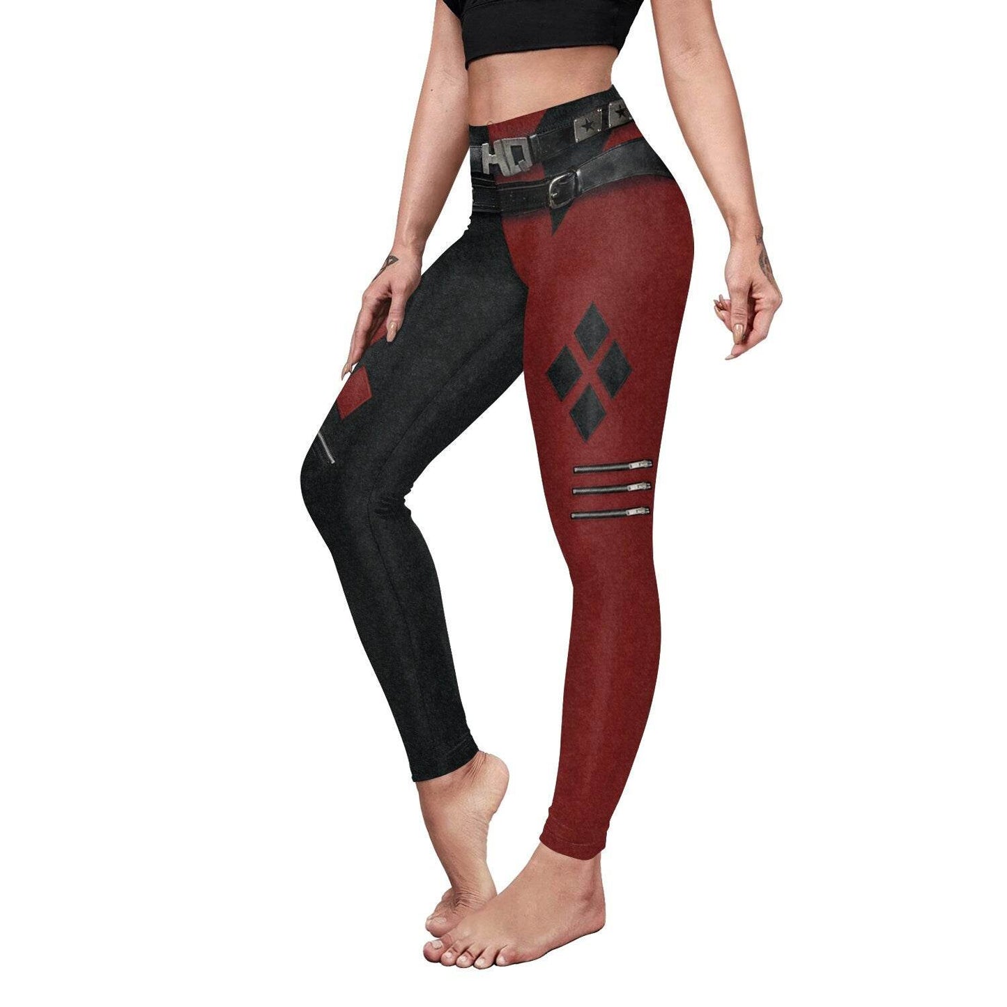 Harley Q Leggings | Yoga Pants | Cosplay Stretchy - Small