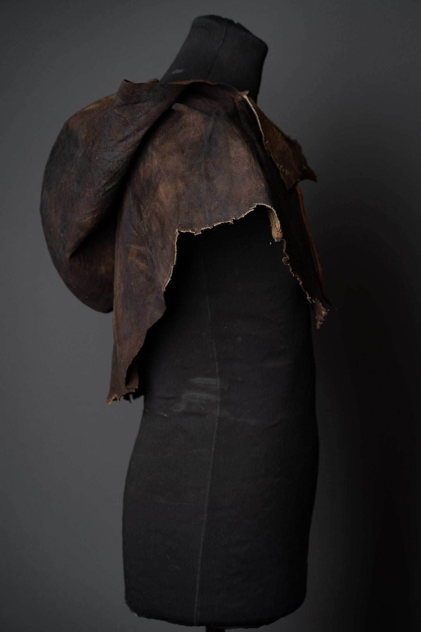 Medieval warlord leather hood with mantle - S / Black