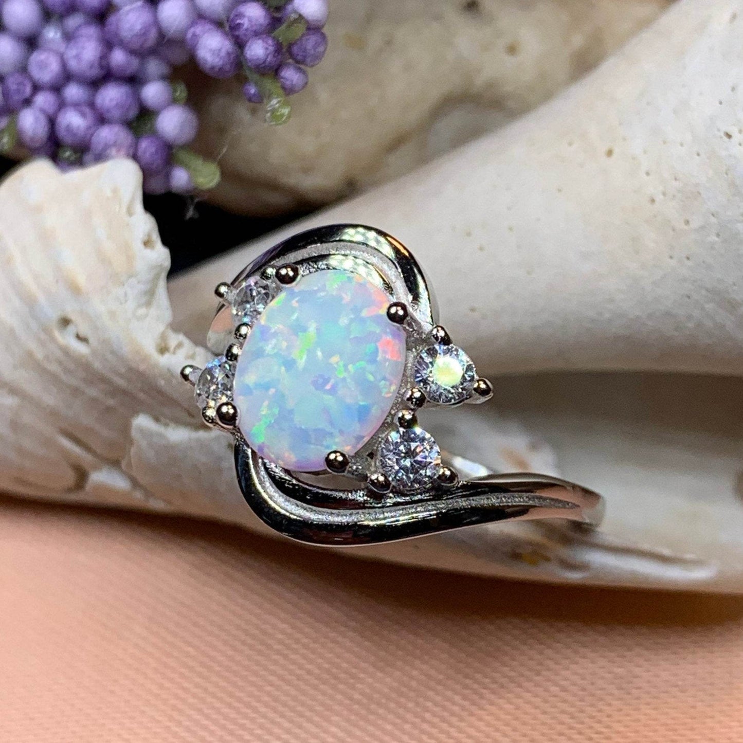 Seafoam Opal Celtic Ring - 4