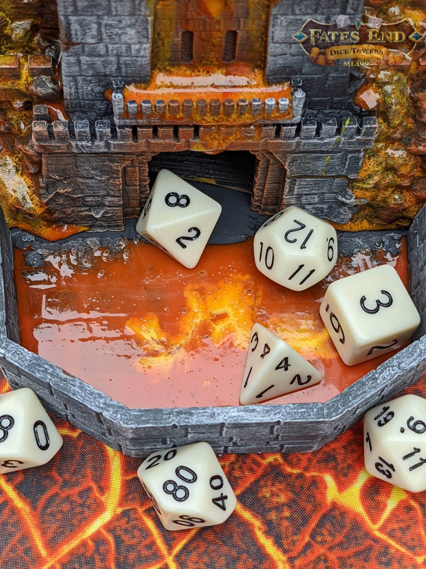 Dragonborn Dice Tower - Fate's End Collection - Channel the Fiery Soul of Dragonkind with Every Fateful Roll. - Black / Yes- Include Random Dice Set