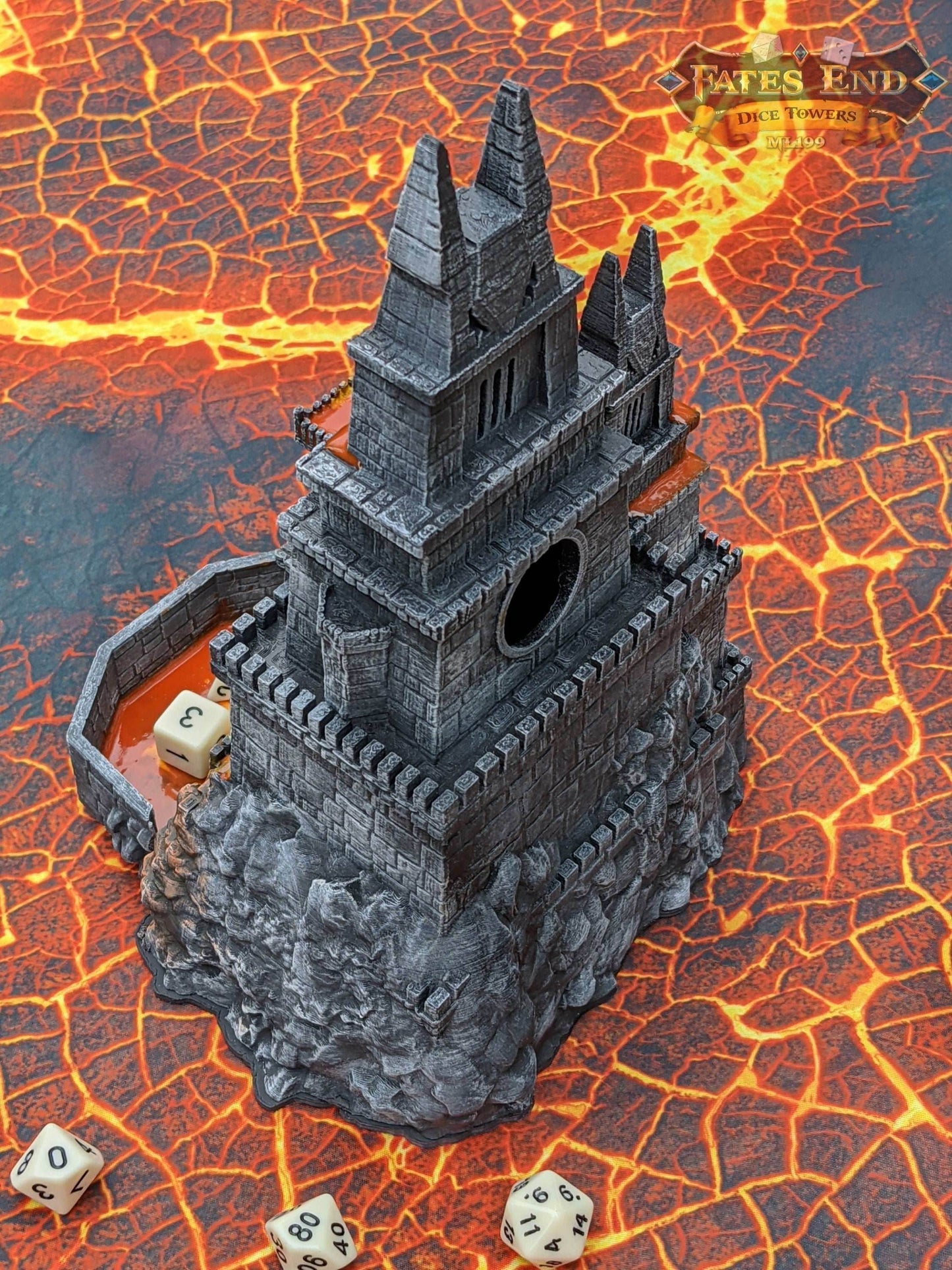 Dragonborn Dice Tower - Fate's End Collection - Channel the Fiery Soul of Dragonkind with Every Fateful Roll. - Black / Yes- Include Random Dice Set