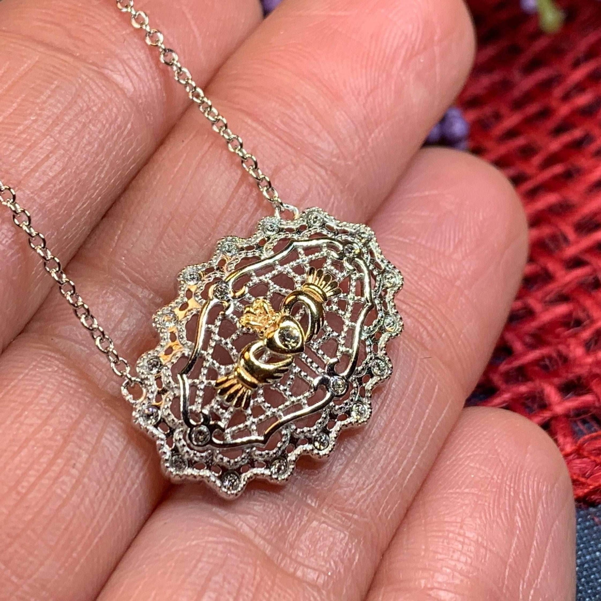 Irish Lace Claddagh Necklace - 