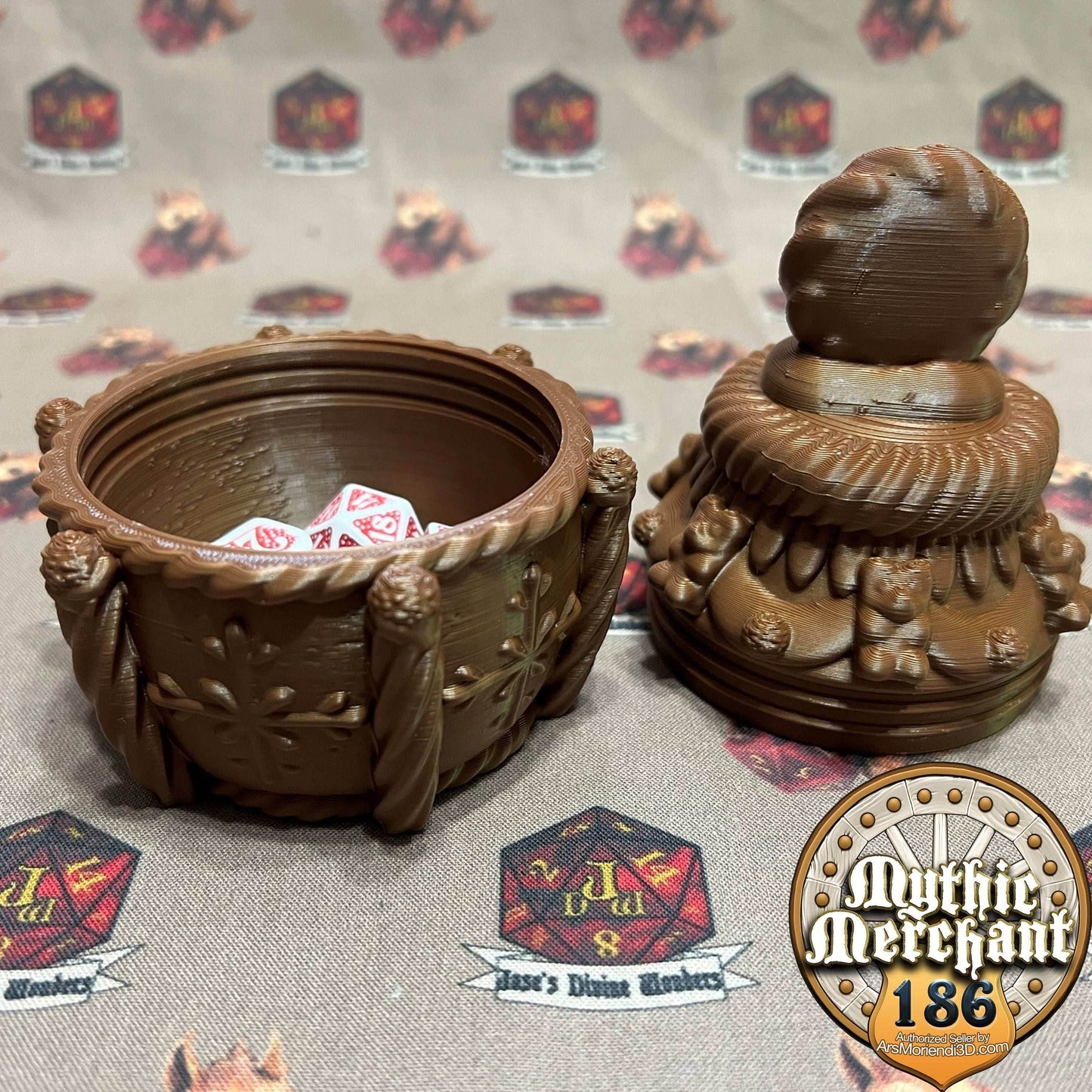 Gingerbread Dice Case from Ars Moriendi 3D - Dungeons and Dragons, Pathfinder, TTRPG, Dice Cup/Roller - Black