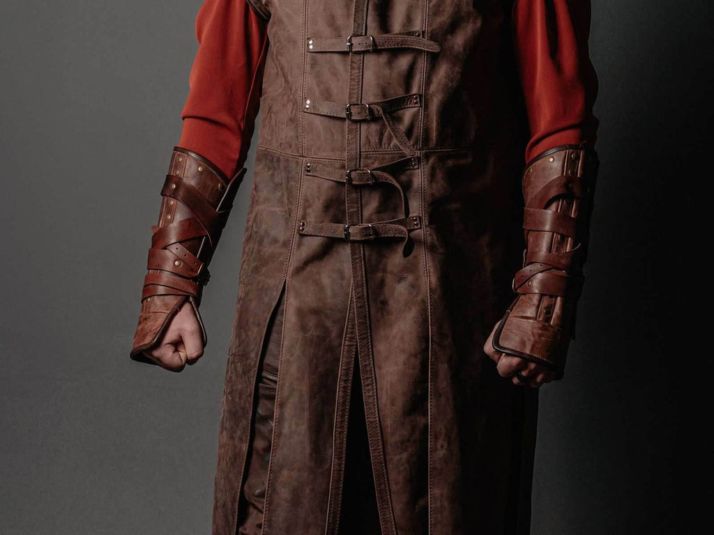 Medieval leather bracers for Larp - for one hand