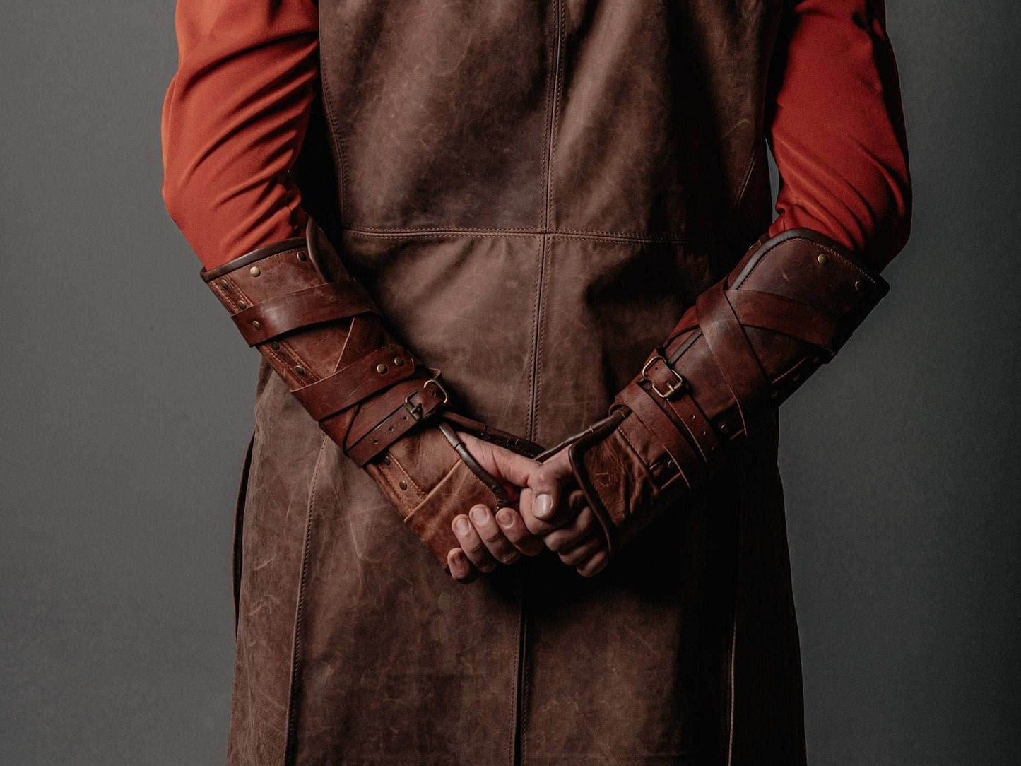 Medieval leather bracers for Larp - for one hand