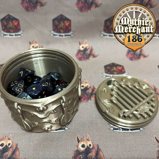 Bard Dice Case from Ars Moriendi 3D - Dungeons and Dragons, Pathfinder, TTRPG, Dice Cup/Roller - Black