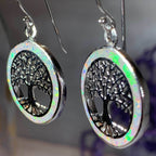 Opal Tree of Life Earrings - Blue Opal