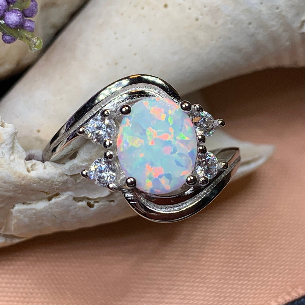 Seafoam Opal Celtic Ring