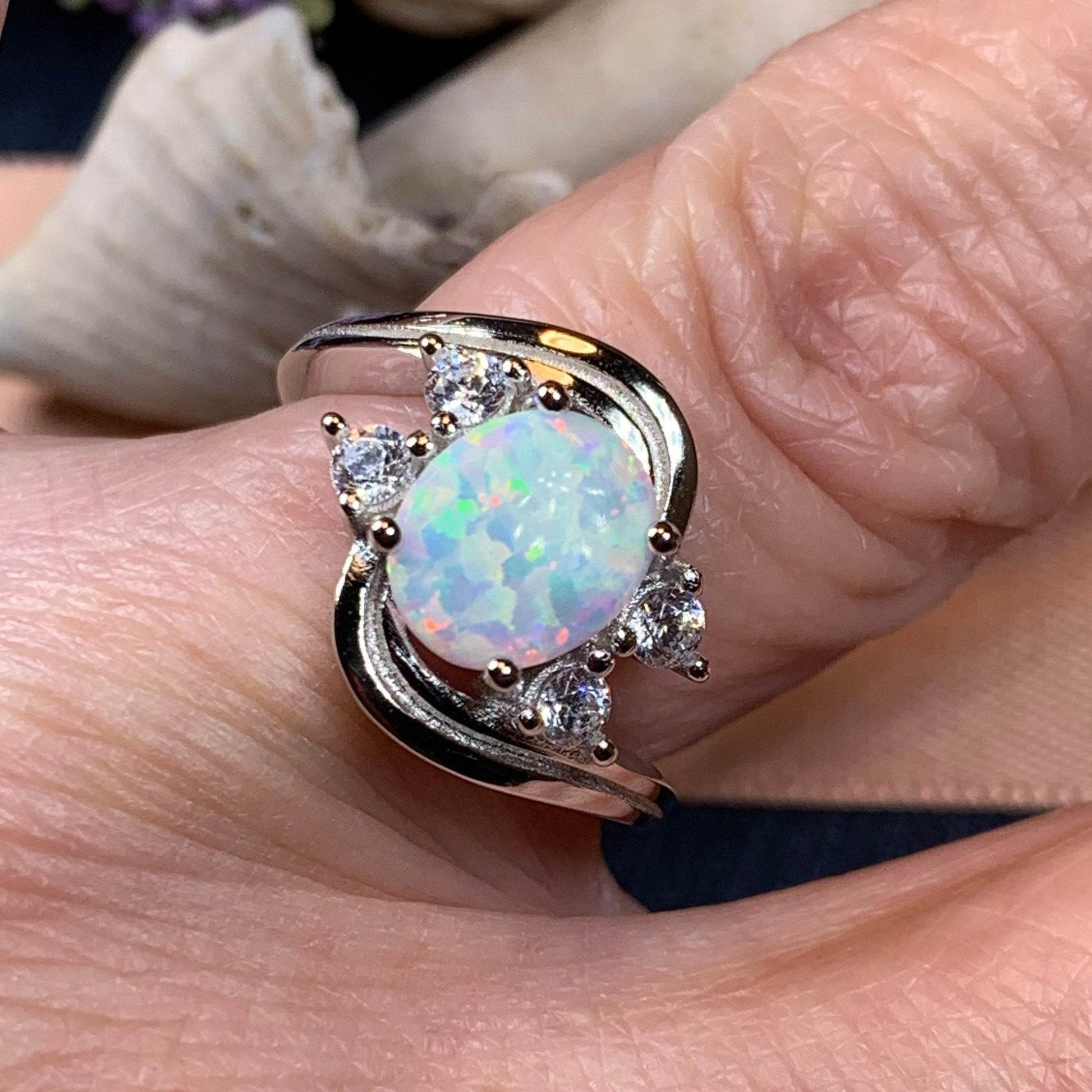 Seafoam Opal Celtic Ring - 4