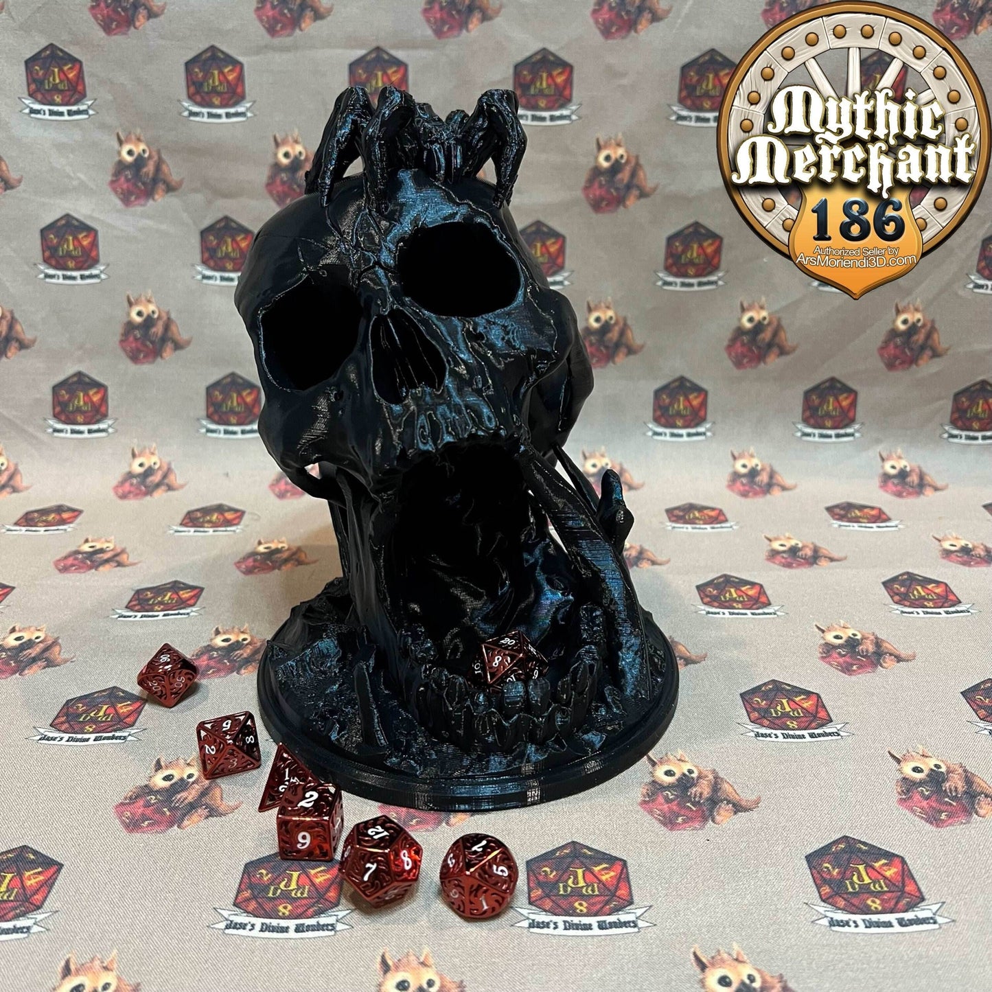 Desert's Kiss Skull Dice Tower from Ars Moriendi 3D - With Spider / Black