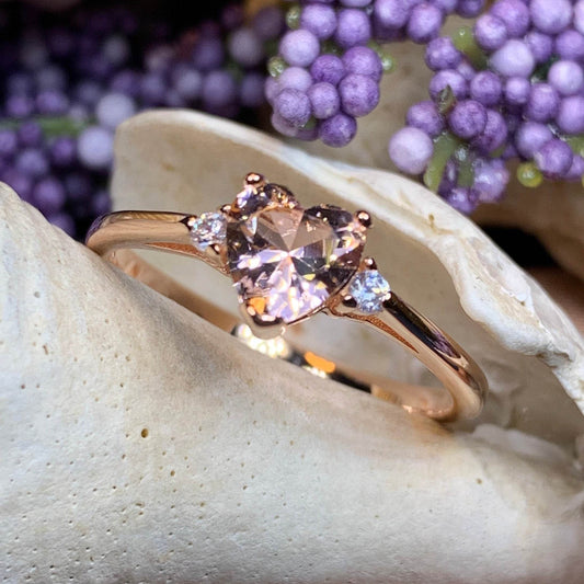 Pink Topaz Heart Ring - 4