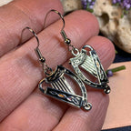 Celtic Harp Earrings - Silver Tone