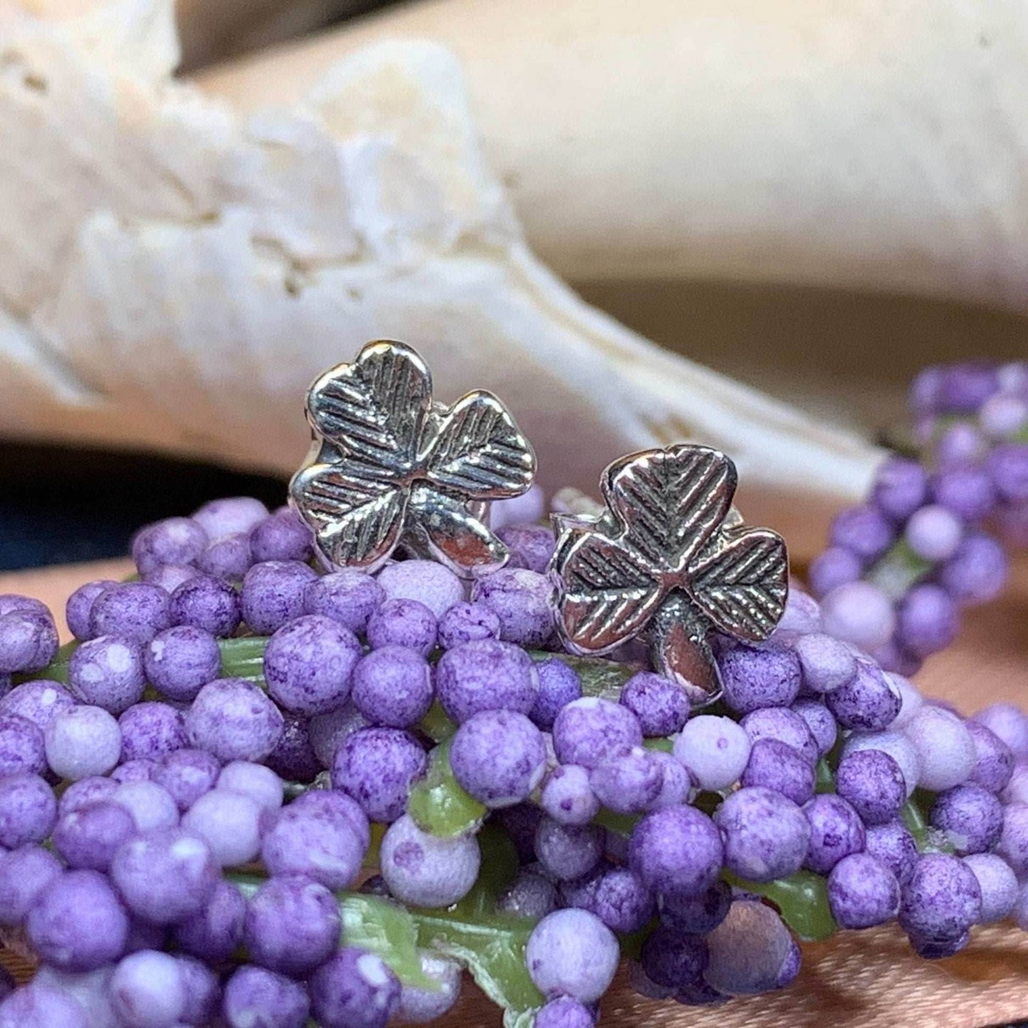 Cheery Shamrock Stud Earrings - 