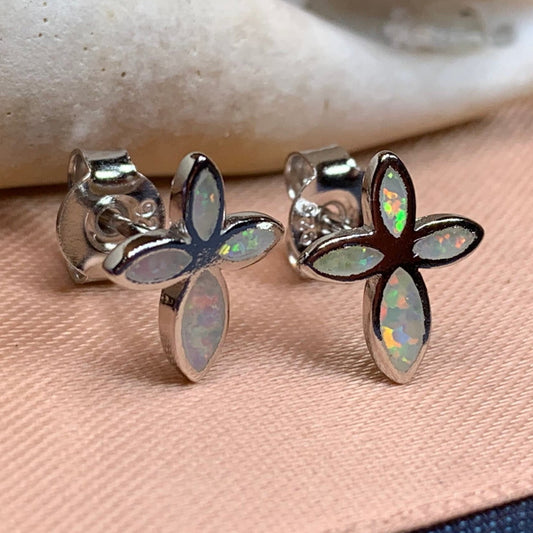 Opal Cross Earrings