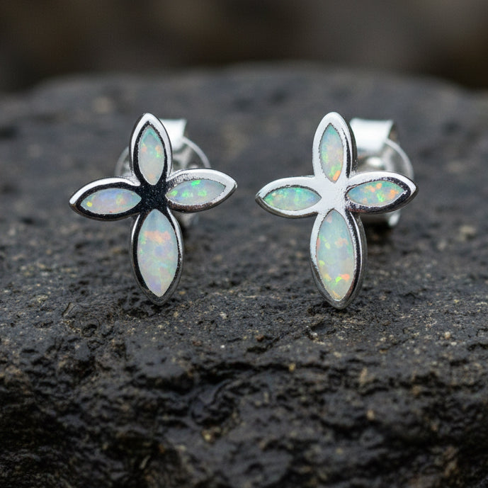 Opal Cross Earrings