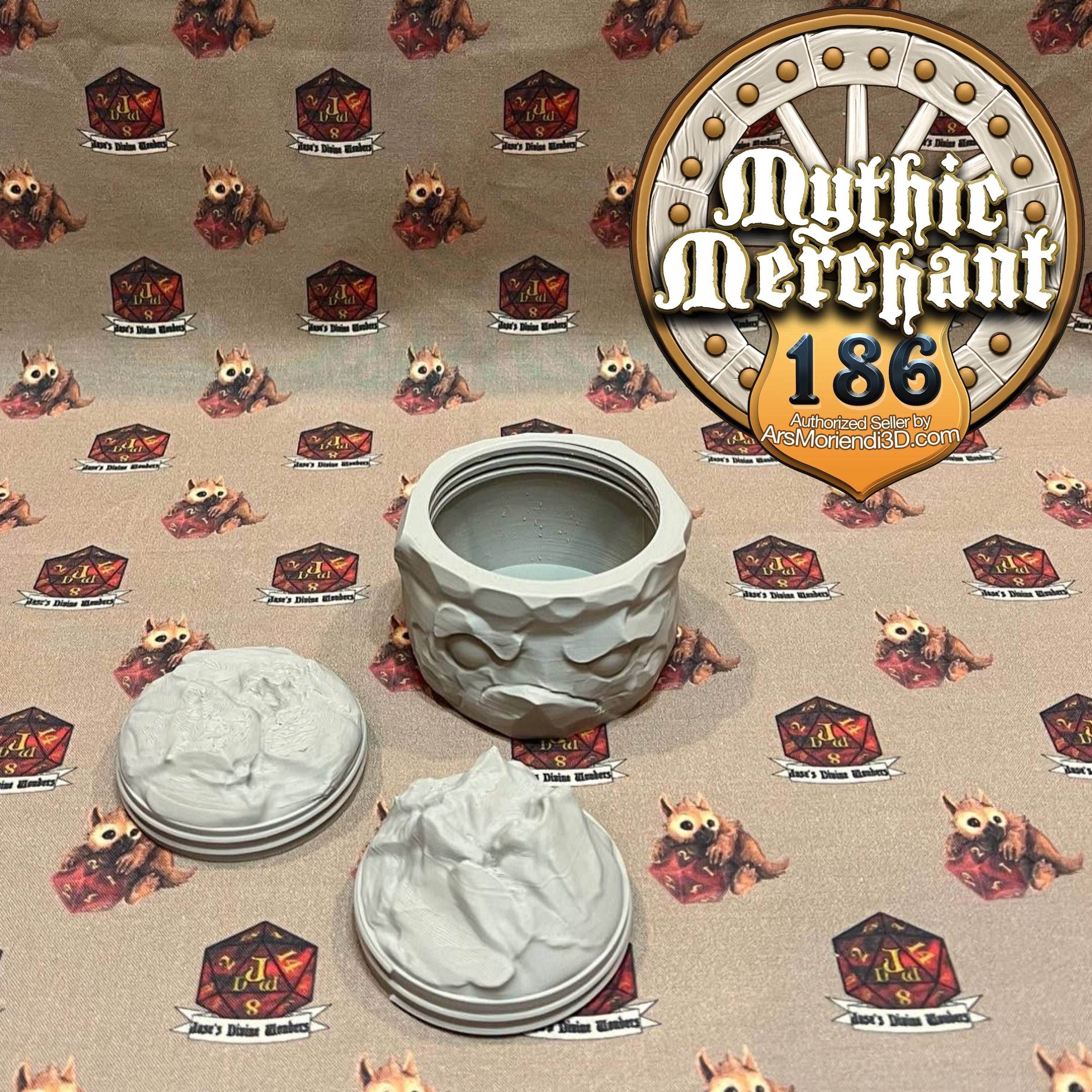 Golem Dice Case from Ars Moriendi 3D - Dungeons and Dragons, Pathfinder, TTRPG, Dice Cup/Roller - Black / Glim A