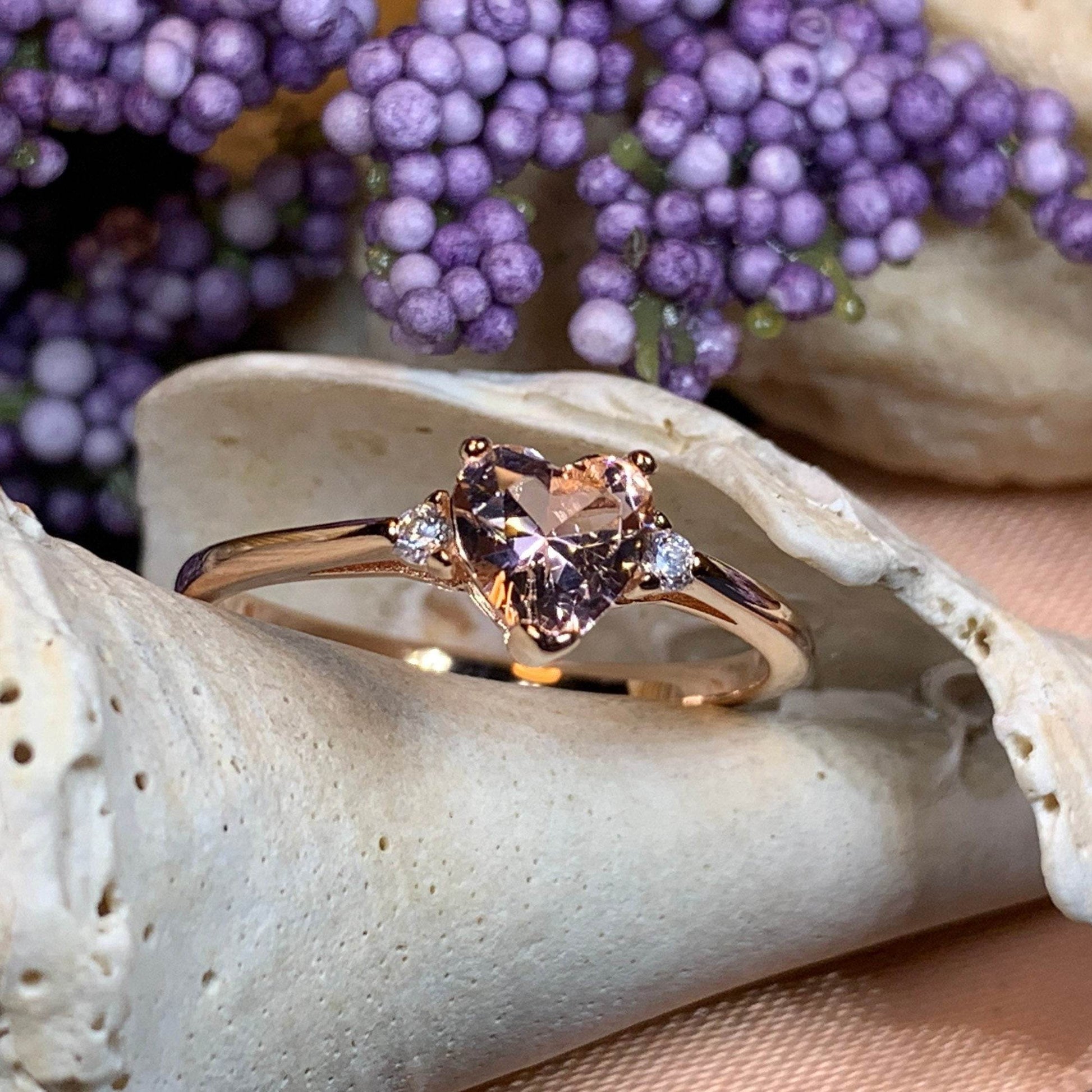 Pink Topaz Heart Ring - 4