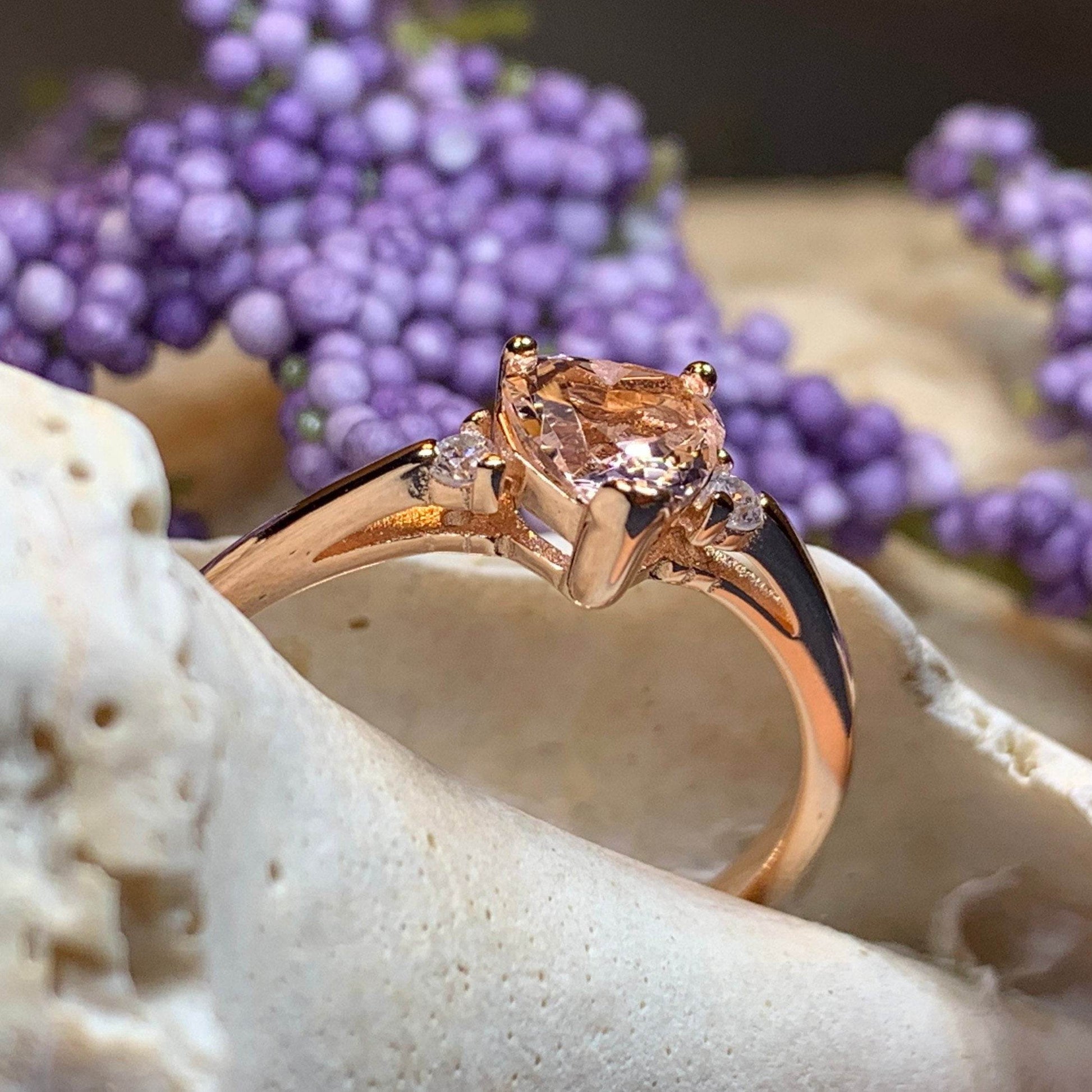 Pink Topaz Heart Ring - 4