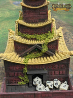 Pagoda Temple - 3D Printed Dice Tower - Fate's End Collection - Channel Serenity & Precision Rolls. - Black / Yes- Include Random Dice Set