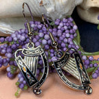 Celtic Harp Earrings - Silver Tone
