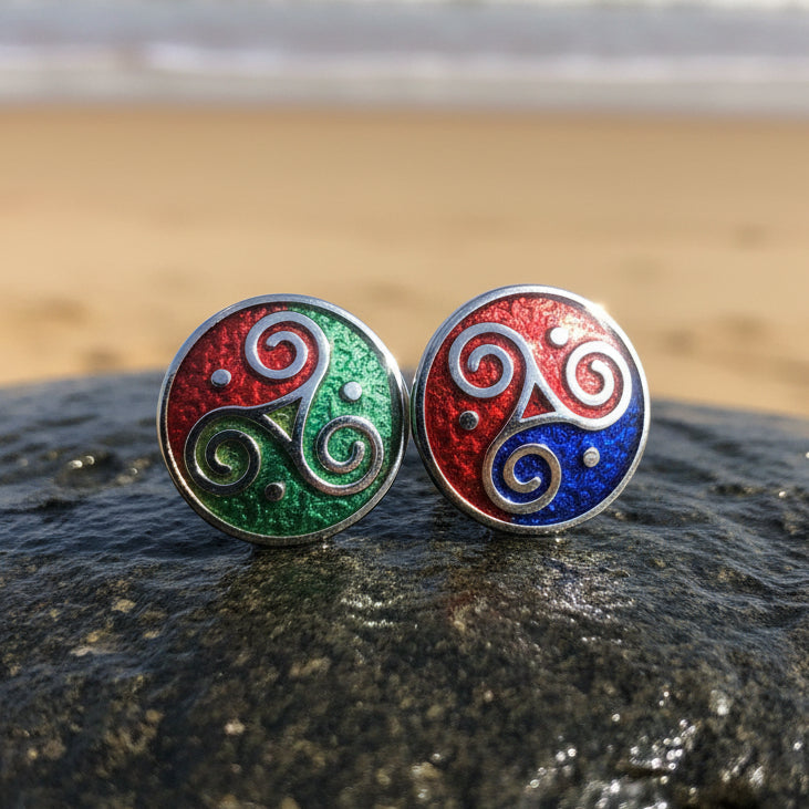 Celtic Triskele Stud Earrings
