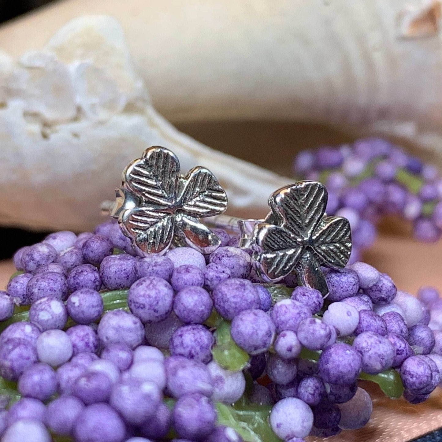 Cheery Shamrock Stud Earrings - 