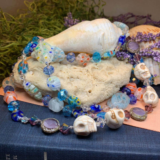 Sugar Skull Dreaming Long Beaded Necklace - 