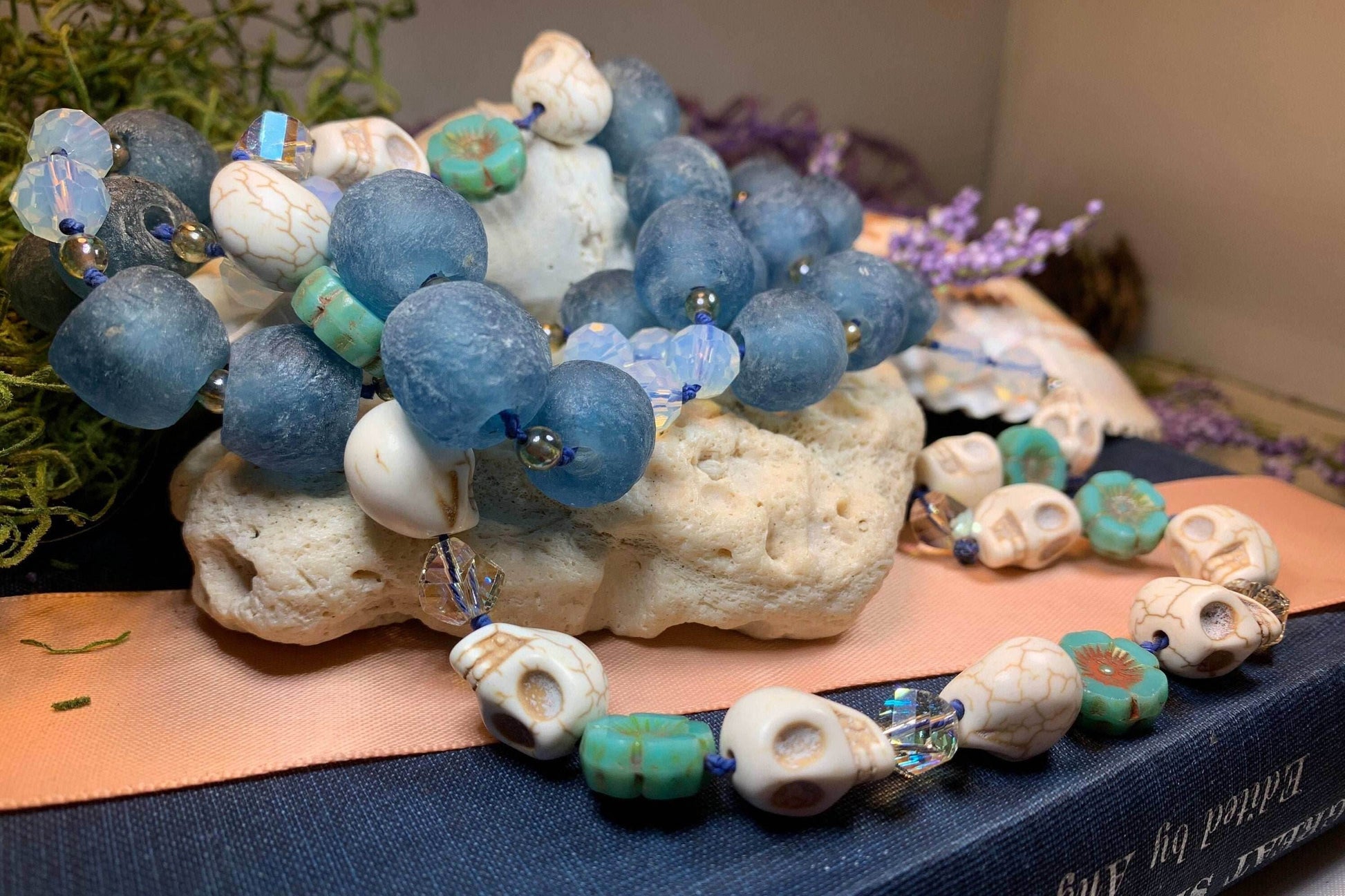 Blue Haze Long Beaded Necklace - 