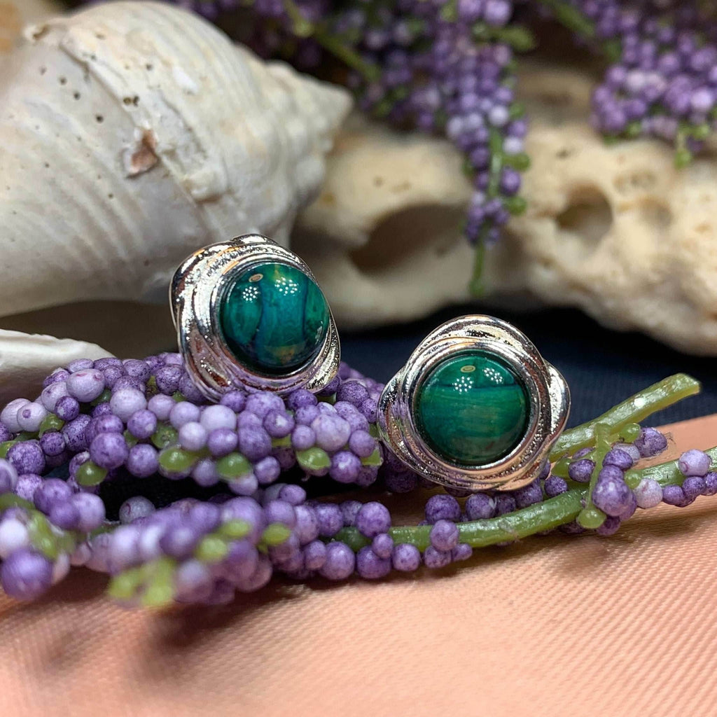Celtic Heathergems Post Earrings - Green