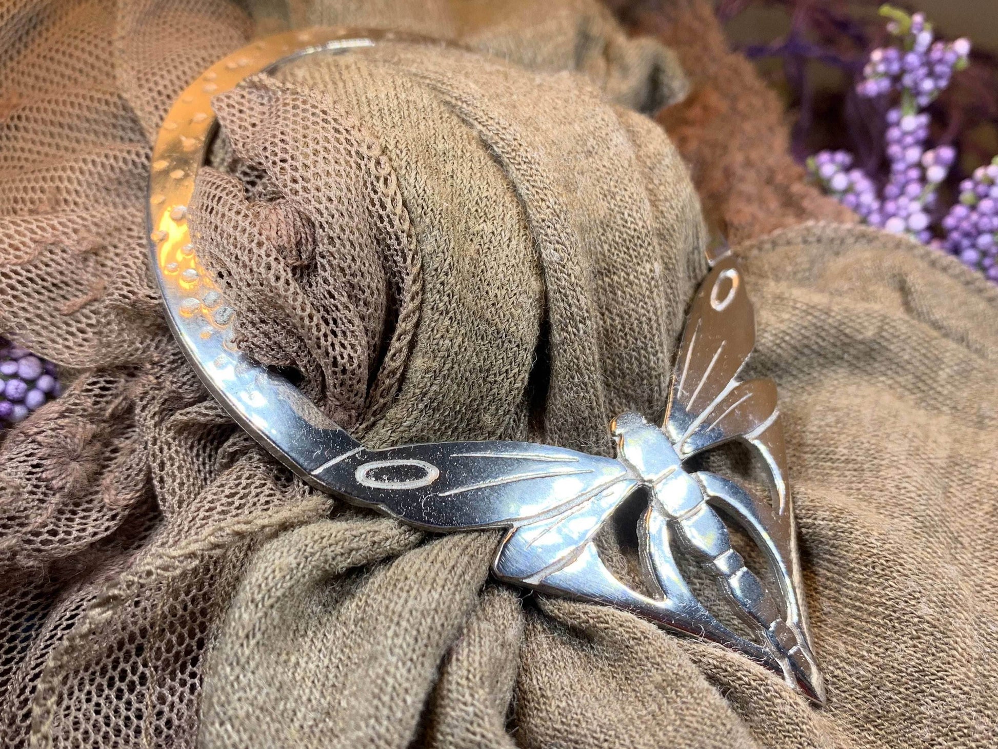 Pond Dancer Dragonfly Scarf Ring - 