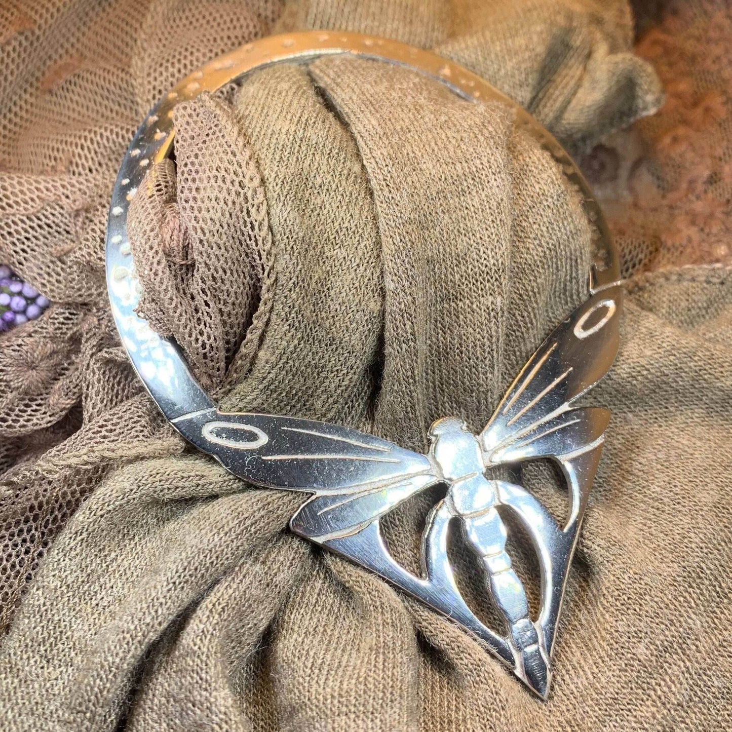 Pond Dancer Dragonfly Scarf Ring - 