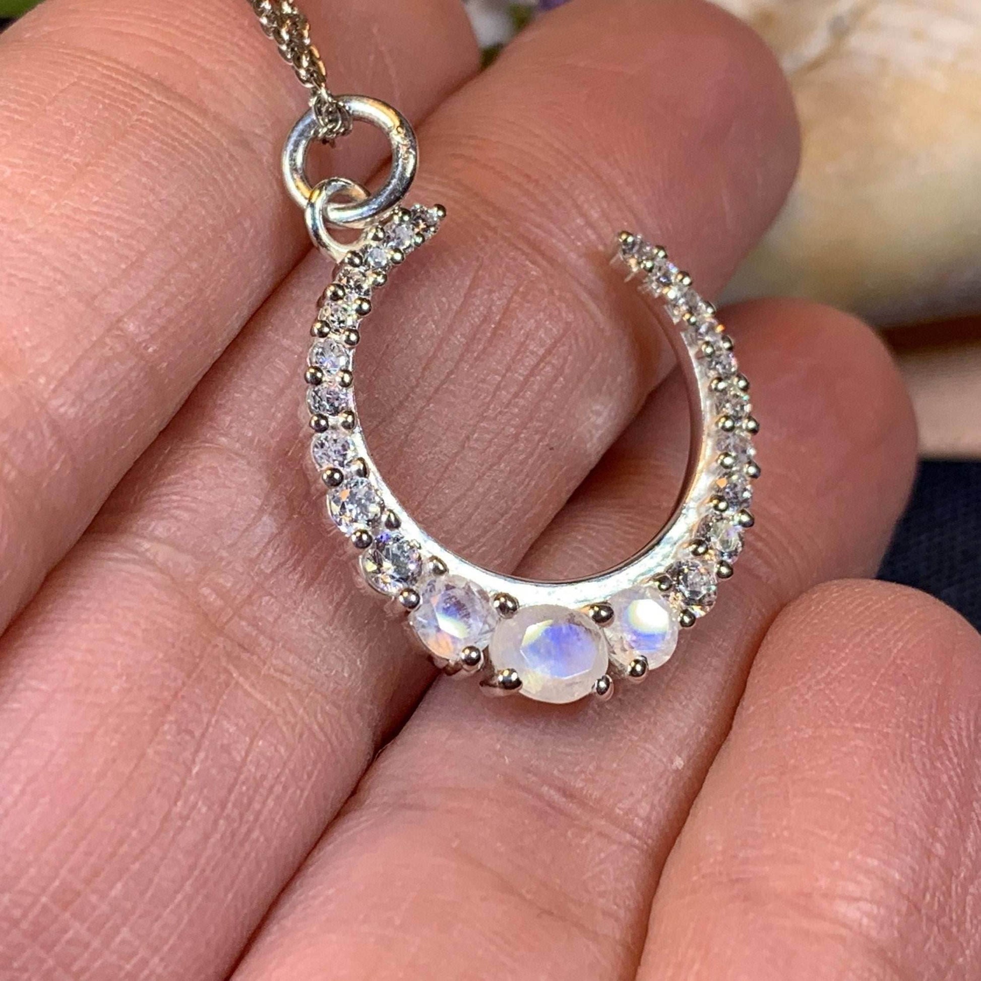 Moonstone Crescent Moon Necklace - 18