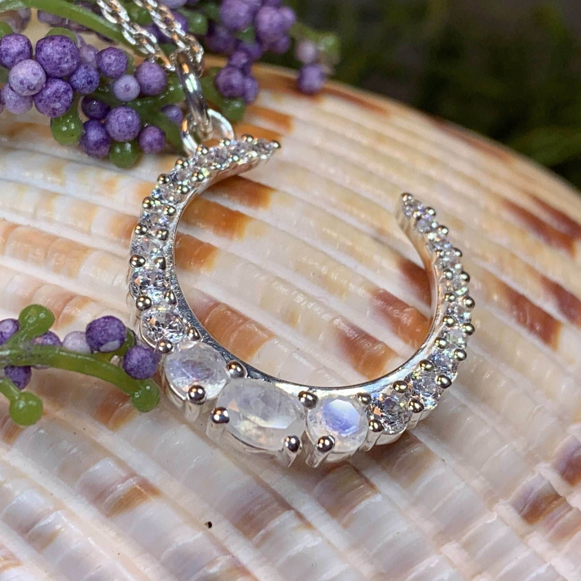 Moonstone Crescent Moon Necklace - 18