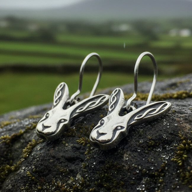 Celtic Rabbit Pewter Earrings