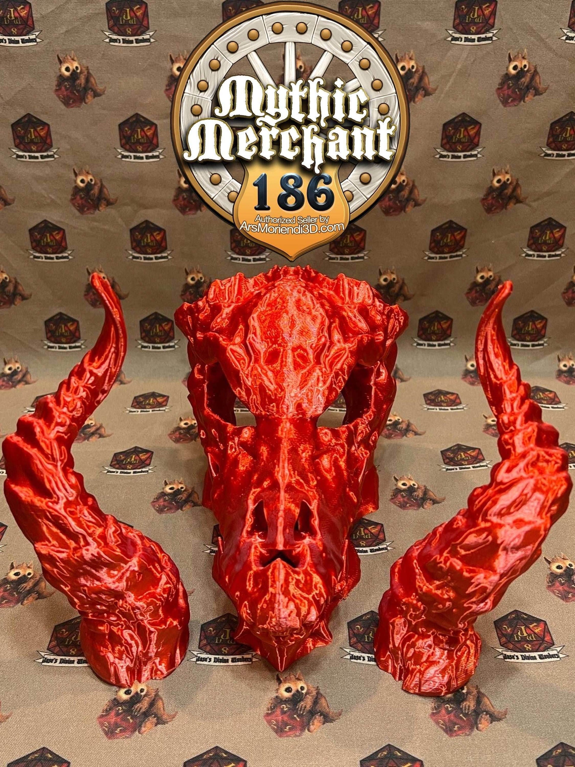 Dragon Skull Dice Tower from Ars Moriendi 3D - With Horn Lids / Black